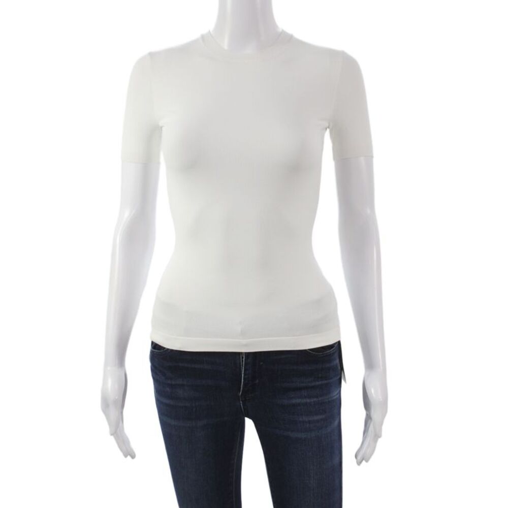 Alexander McQueen Women Basic Jersey White T-Shirt Short Sleeve Size 2XS